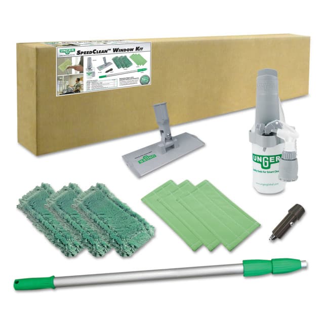 Unger Indoor Window Cleaning Kit, Aluminum, 72" Extension Pole With 8" Pad Holder, CK053