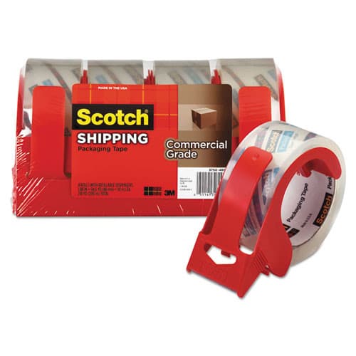 Scotch 3m/commercial Tape Div. 3750 Commercial Grade Packing Tape w/Disp, 1.88" x 54.6yds, 3" Core, Clear, 4/PK