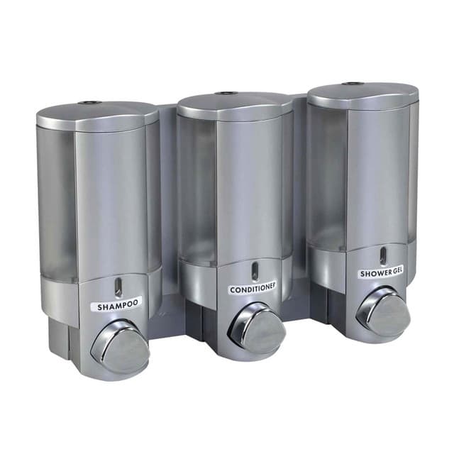 AVIVA Satin Silver/Translucent 3 Chamber Refillable Dispenser