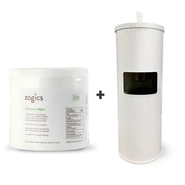 Sanitizing Wipes (4 rolls/case) + Wipes Floor Dispenser with Door