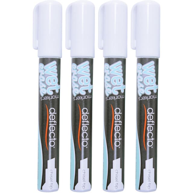 Deflecto Liquid Chalk Marker, Chisel, White (4 units/pack)