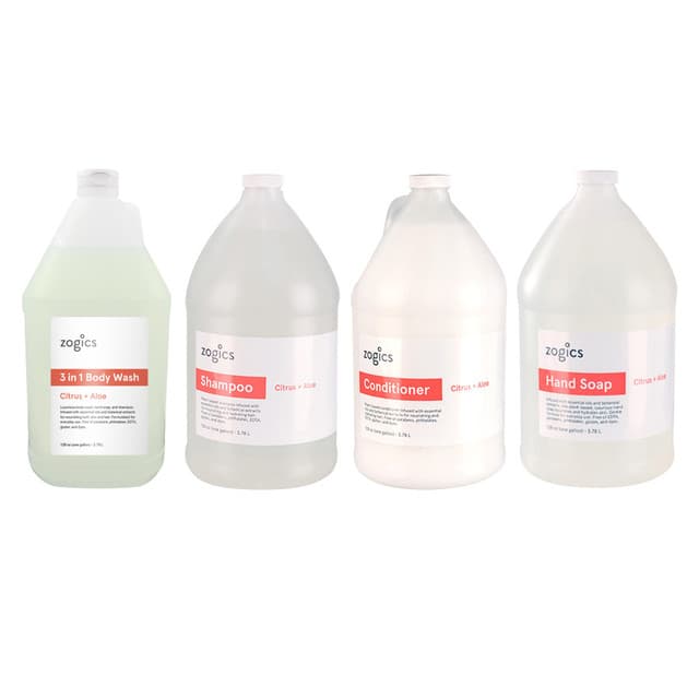 Zogics Bath & Body Care Gallon Sampler Case, Citrus + Aloe (4 gallons/case)