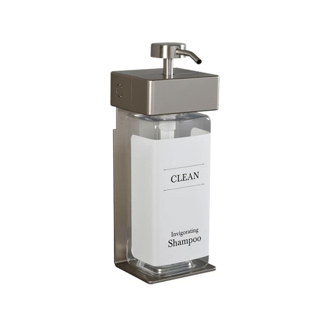 SOLera Satin Silver Rectangle 1-Chamber Refillable Dispenser with White Label