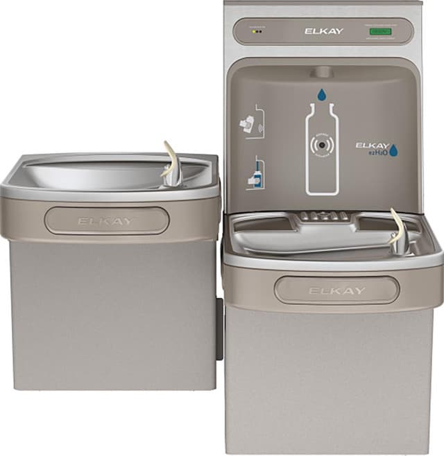 Elkay EZH2O Bottle Filling Station & Versatile Bi-Level ADA Cooler, Filtered 8 GPH, Gray/Tan Granite, LZSTL8WSLK
