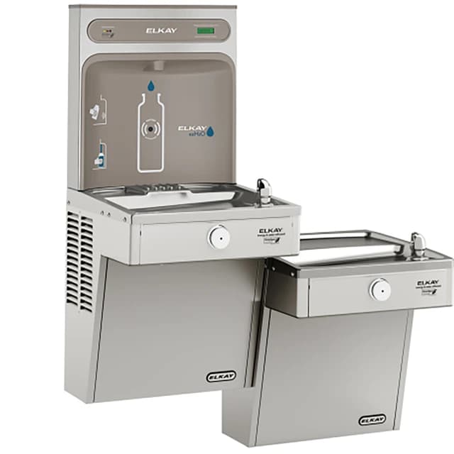 Elkay EZH2O Bottle Filling Station & Bi-Level High Efficiency Vandal-Resistant Cooler, Filtered 8 GPH, Stainless Steel, LVRCGRNTL8WSK