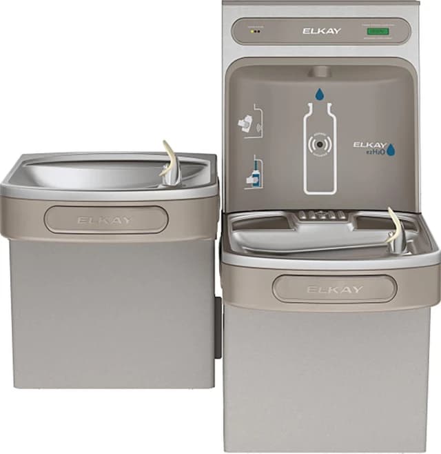 Elkay EZH2O Bottle Filling Station & Versatile Bi-Level ADA Cooler, Non-Filtered 8 GPH, Gray/Tan Granite, EZSTL8WSLK