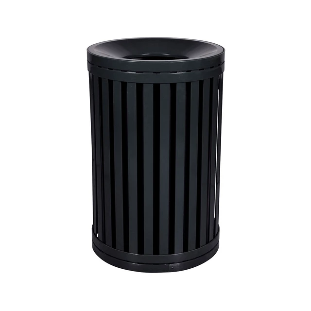Streetscape 40 Gallon Steel Round Outdoor Trash Can | Ex-Cell Kaiser