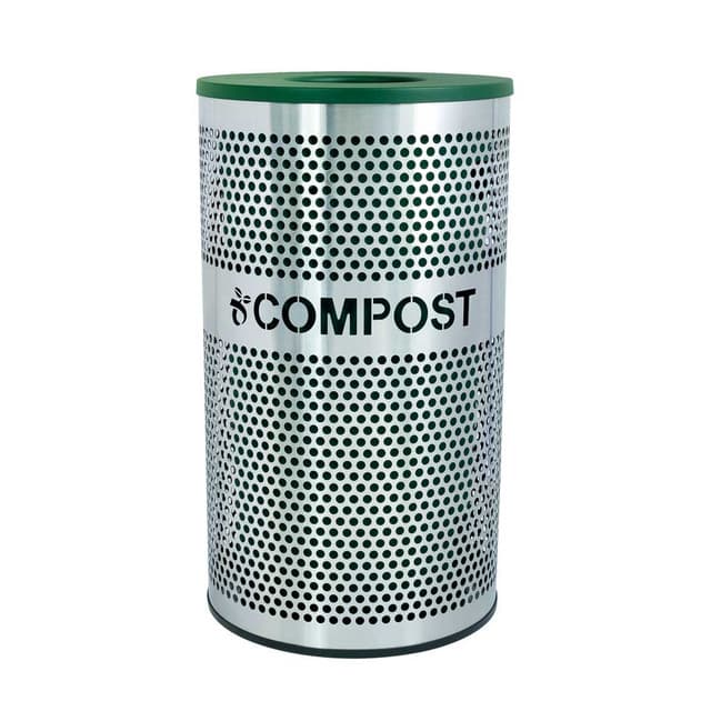 Venue Series 33 Gallon Stainless Steel Round Compost Trash Can | Venue Collection