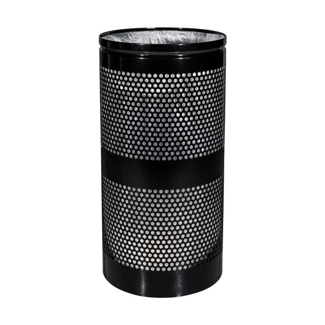 Landscape Series 34 Gallon Black Steel Round Trash Can | Landscape Series