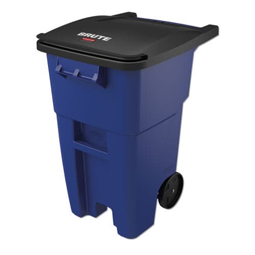 Rollout Series 50 Gallon Blue Plastic Square Trash Can | Rubbermaid