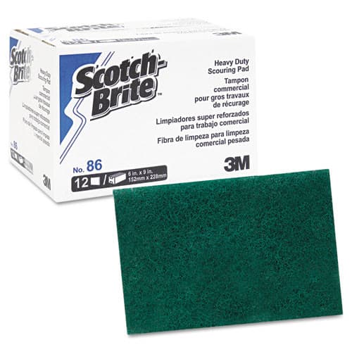 Commercial Heavy Duty Scouring Pads, 6" x 9", 12/Carton | Scotch Brite