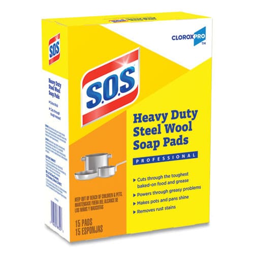Steel Wool Soap Pad, 15 Pads/Box | S.O.S.