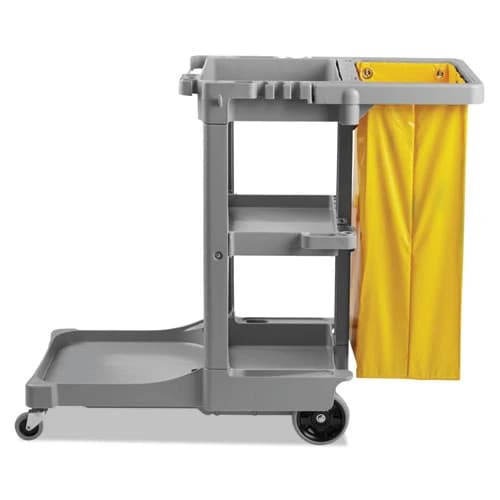 Janitor Three-Shelf Cart, Gray | Boardwalk