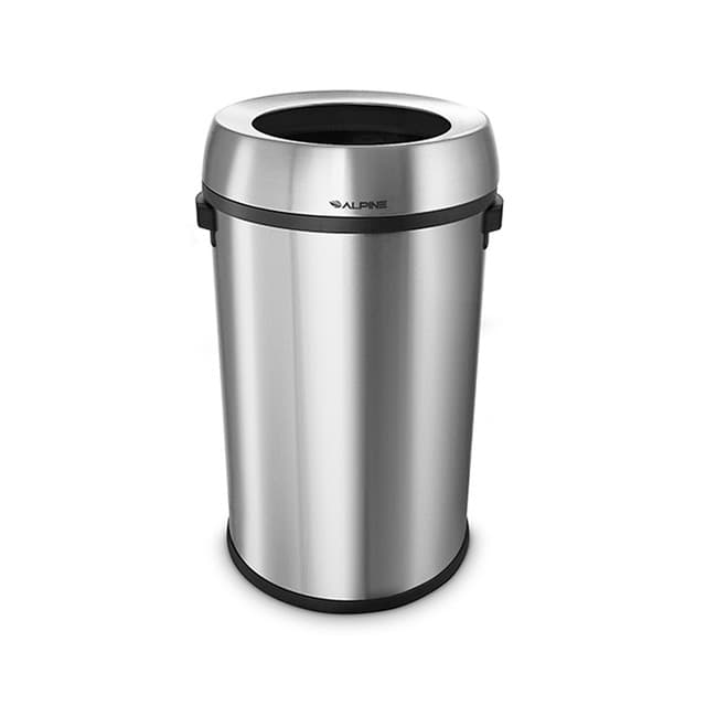 17 Gallon Stainless Steel Round Open Top Trash Can | Alpine Industries