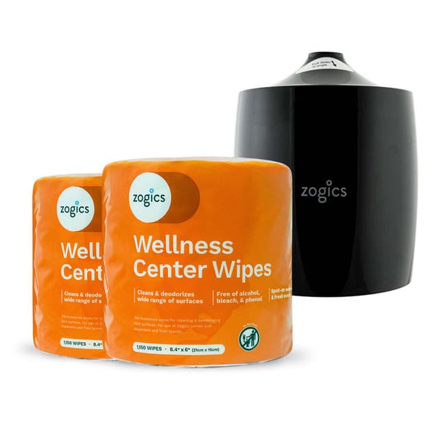 Gym Equipment Wipes Dispenser and Cleaning Wipes Bundle (2 Rolls) | Zogics