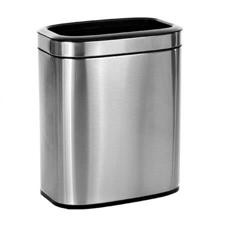 Stainless Steel Slim Open Trash Can, 5.3 gallon | Alpine Industries