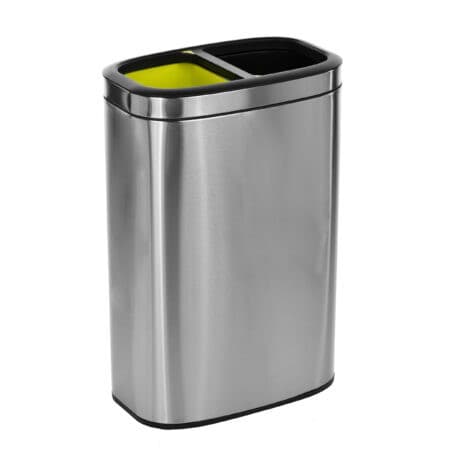 Dual Compartment Slim Stainless Steel Trash Can, 10.5 Gallon | Alpine Industries