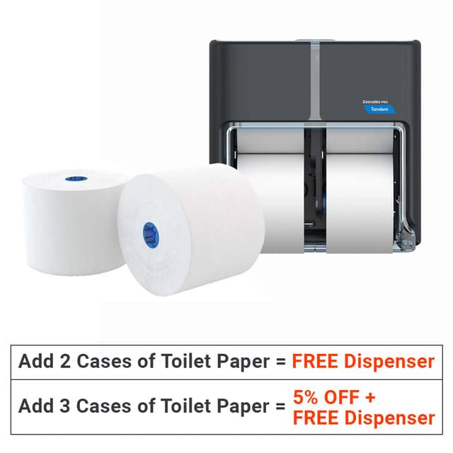 Four Roll High Capacity Toilet Paper Dispenser + Toilet Paper (36 rolls/case) | Cascades Pro