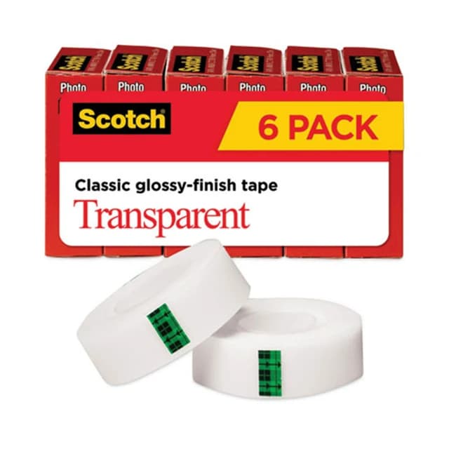 Scotch Tape, 1" Core, 0.75" x 83.33 ft, Transparent (6/Pack)