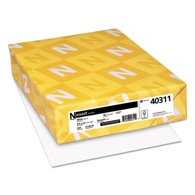 Exact Index Card Stock, 90 lb Index Weight, 8.5 x 11, White, 250/Pack | Neehah