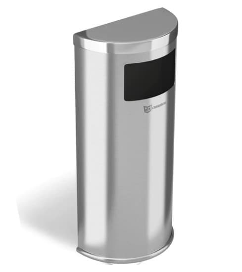 Side-Entry 9 Gallon Stainless Steel Half Round Trash Can | HLS