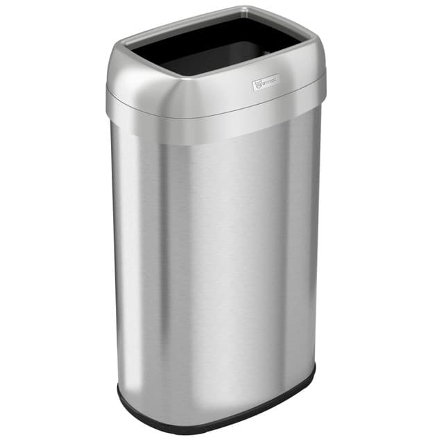 Open Top 16 Gallon Stainless Steel Elliptical Trash Can | HLS