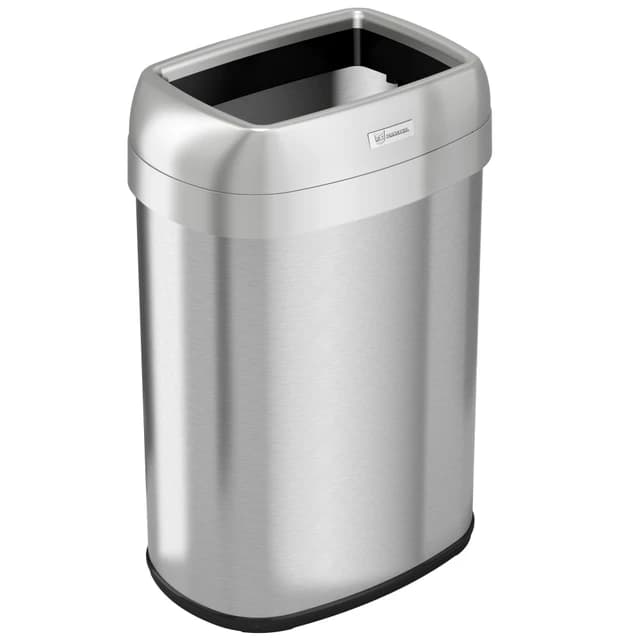 Open Top 13 Gallon Stainless Steel Elliptical Trash Can | HLS