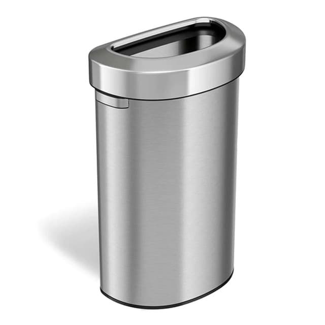 Open Top Series 23 Gallon Stainless Steel Semi-Round Trash Can | HLS