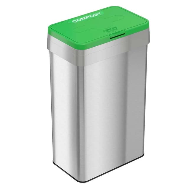 Flip Open 21 Gallon Stainless Steel Rectangular Compost Bin | HLS