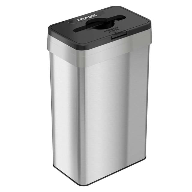 Flip Open 21 Gallon Stainless Steel Rectangular Trash Can | HLS