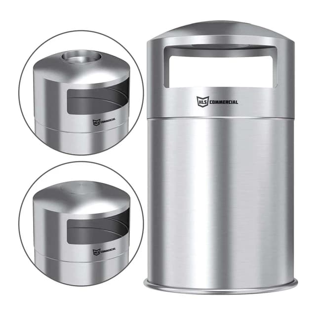 Outdoor 50 Gallon Stainless Steel Dual Side-Entry Trash Can | HLS
