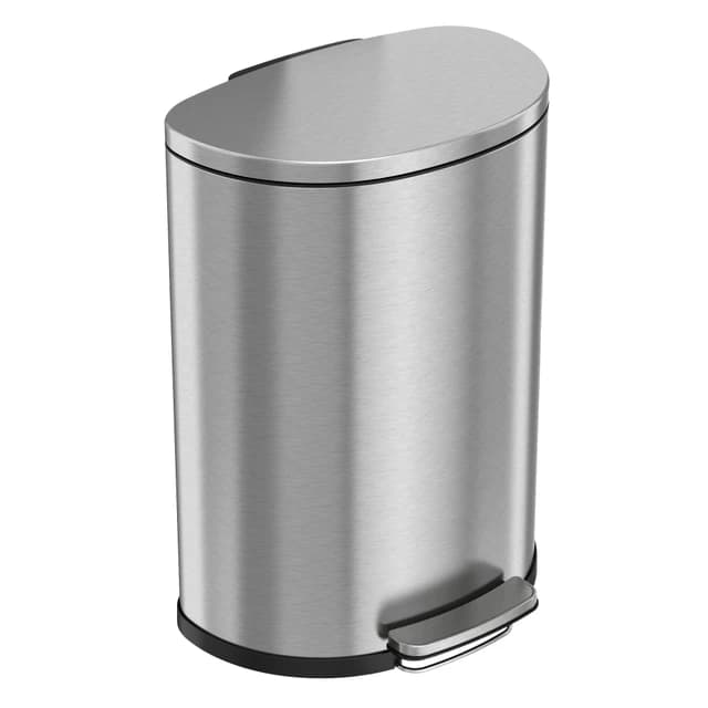 Step Series 13 Gallon Stainless Steel Semi-Round Trash Can | HLS
