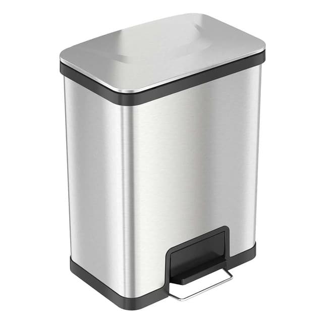 AirStep Series 13 Gallon Stainless Steel Rectangular Trash Can | HLS