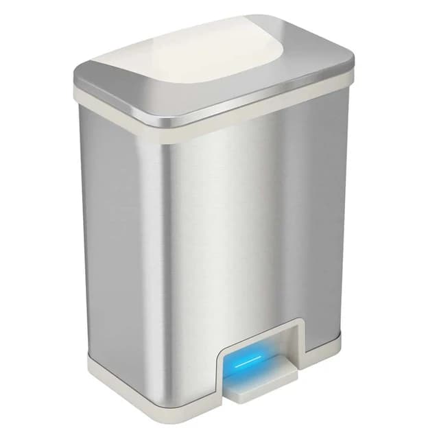 Power Step Series 13 Gallon Stainless Steel Rectangular Trash Can | HLS