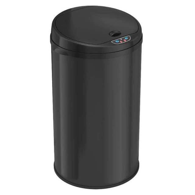 Sensor Series 8 Gallon Black Stainless Steel Round Trash Can | HLS
