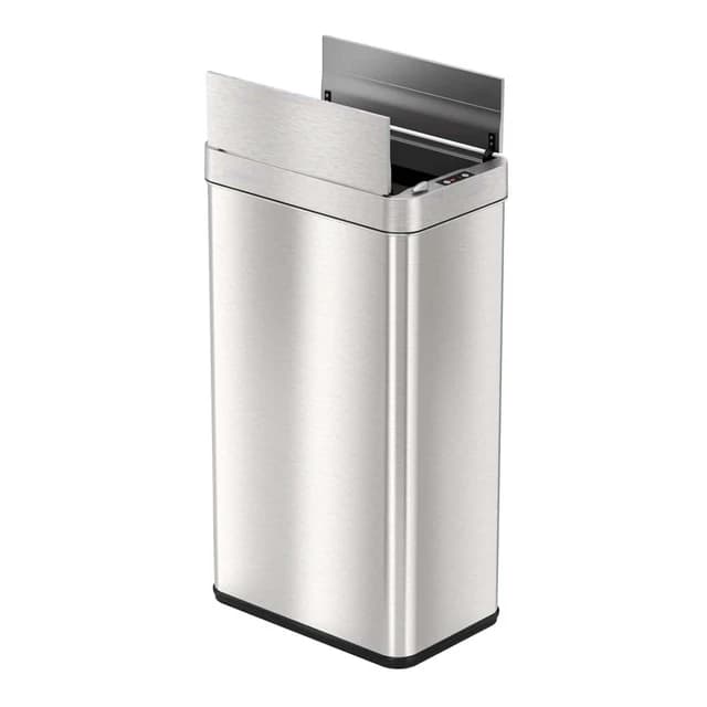 Wing Open Lid Series 18 Gallon Stainless Steel Rectangular Trash Can | HLS