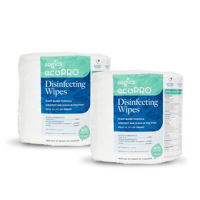 Zogics Biodegradable Disinfectant Wipes, Refills, ZECO800-2, (2 rolls/case)
