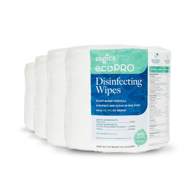 Zogics Biodegradable Disinfectant Wipes, ZECO800-4, (4 rolls/case)