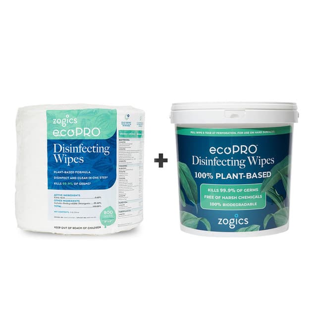Zogics Biodegradable Disinfectant Wipes Portable Bucket & Refill, ZECO800-B, 800 wipes