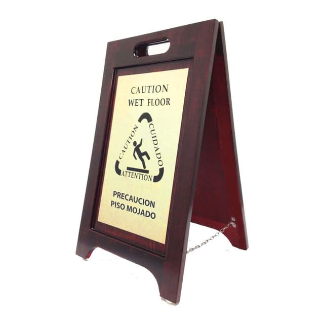 Wooden Wet Floor Signs, Bilingual (2-Pack) | H1S