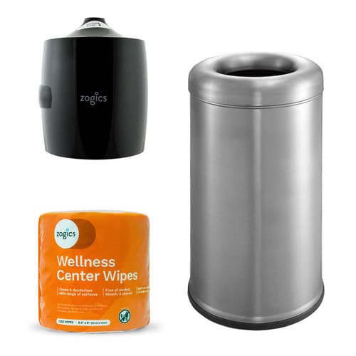 8 Gallon Open Top Trash Can with Wellness Wipes and Dispenser