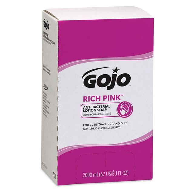 Rich Pink Antibacterial Lotion Soap, 2,000 mL Refill, 4/Carton | Gojo