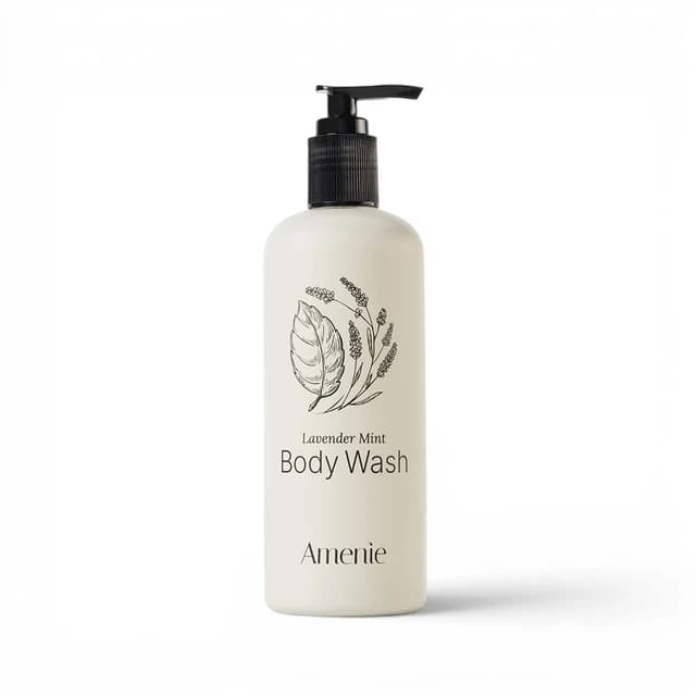 Amenie Lavender Mint Body Wash, 13.5 oz Acquavera Refillable Bottle