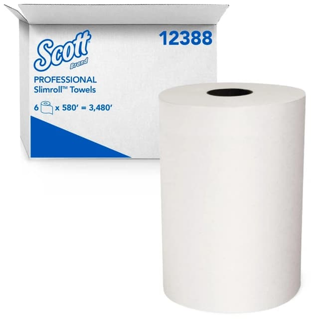 Slimroll Hardwound Paper Towels, 580 ft./Roll, White (6/Case) | Scott