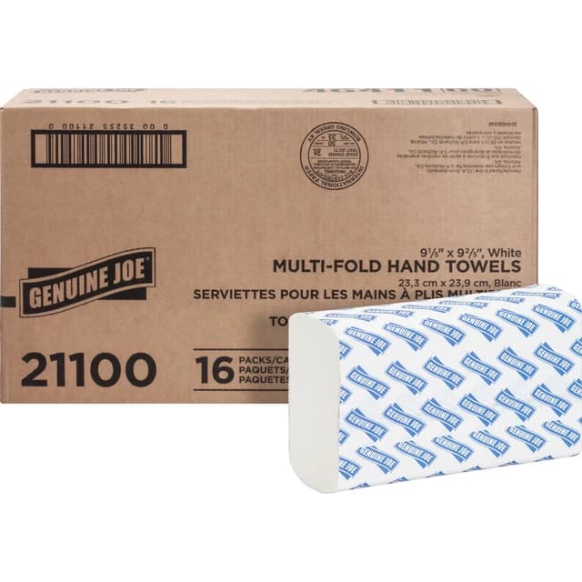 Multifold Paper Towels, 1-Ply, 250 Sheets/Pack, 16/Carton | Genuine Joe
