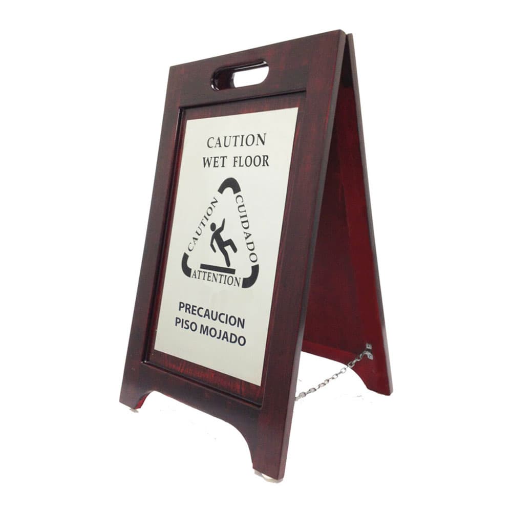 Wooden Wet Floor Signs, Bilingual (2-Pack) | H1S