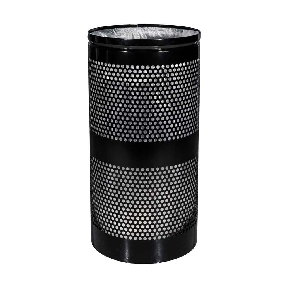 Landscape Series 34 Gallon Black Steel Round Trash Can | Landscape Series