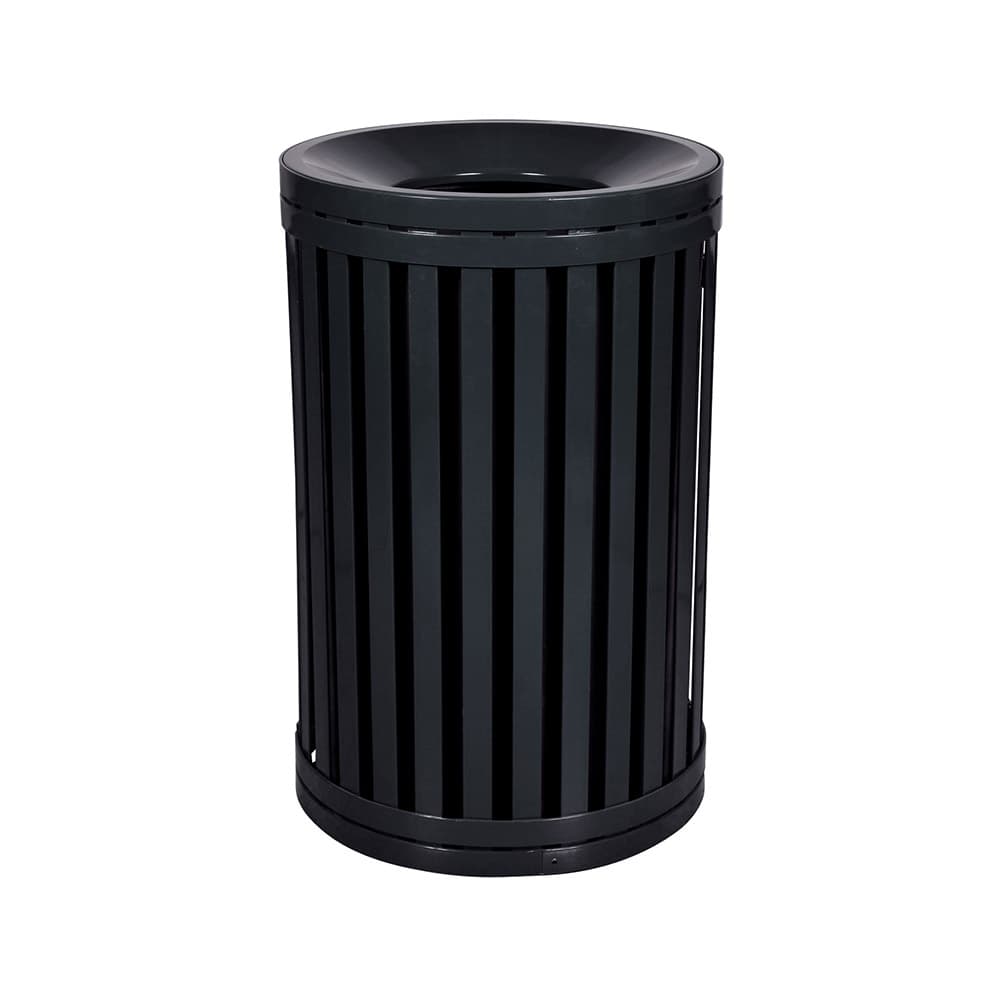 Streetscape 40 Gallon Steel Round Outdoor Trash Can | Ex-Cell Kaiser