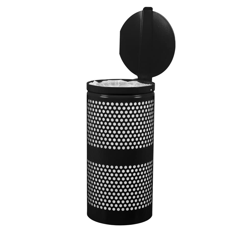 Landscape Series 10 Gallon Perforated Steel Round Outdoor Trash Can | Ex-Cell Kaiser