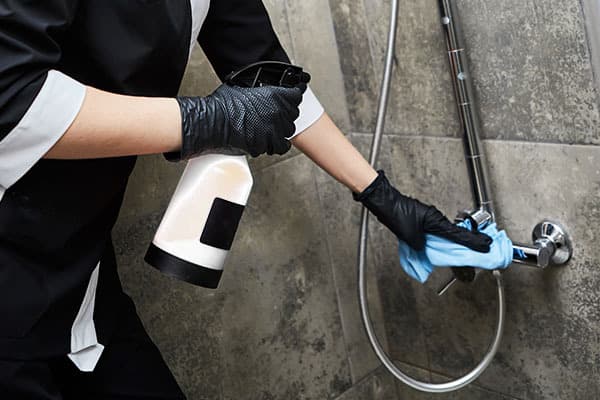 Cleaning shower handle